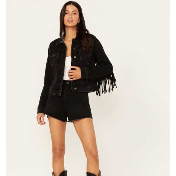 idyll wind Jackets & Blazers - Idyllwind Outlaw Denim Fringe Trucker Jacket